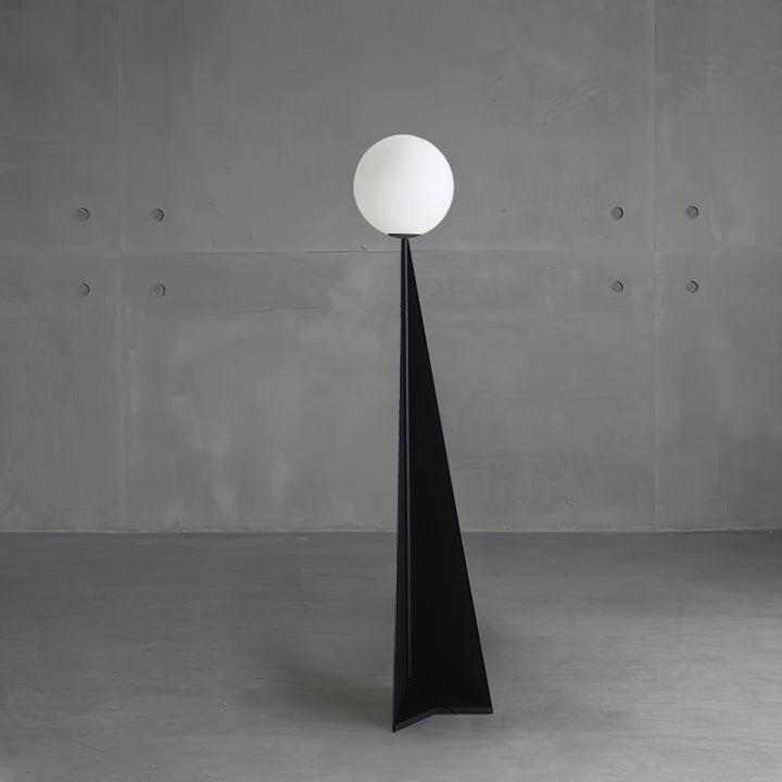 Glowing Sphere Floor Lamp with Sleek Tapered Metal Base