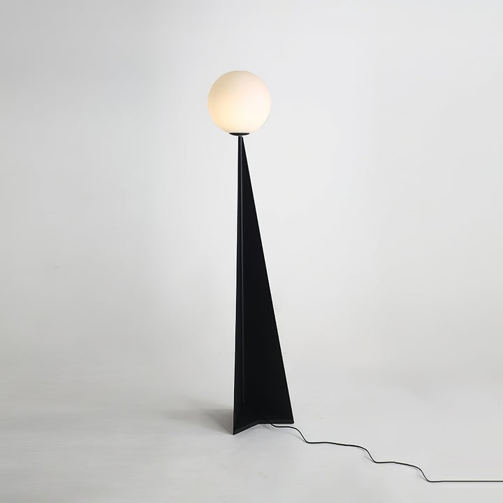 Glowing Sphere Floor Lamp with Sleek Tapered Metal Base