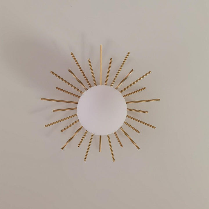 Gold Brass Flush-Mount Ceiling Light with Frosted Glass Globe