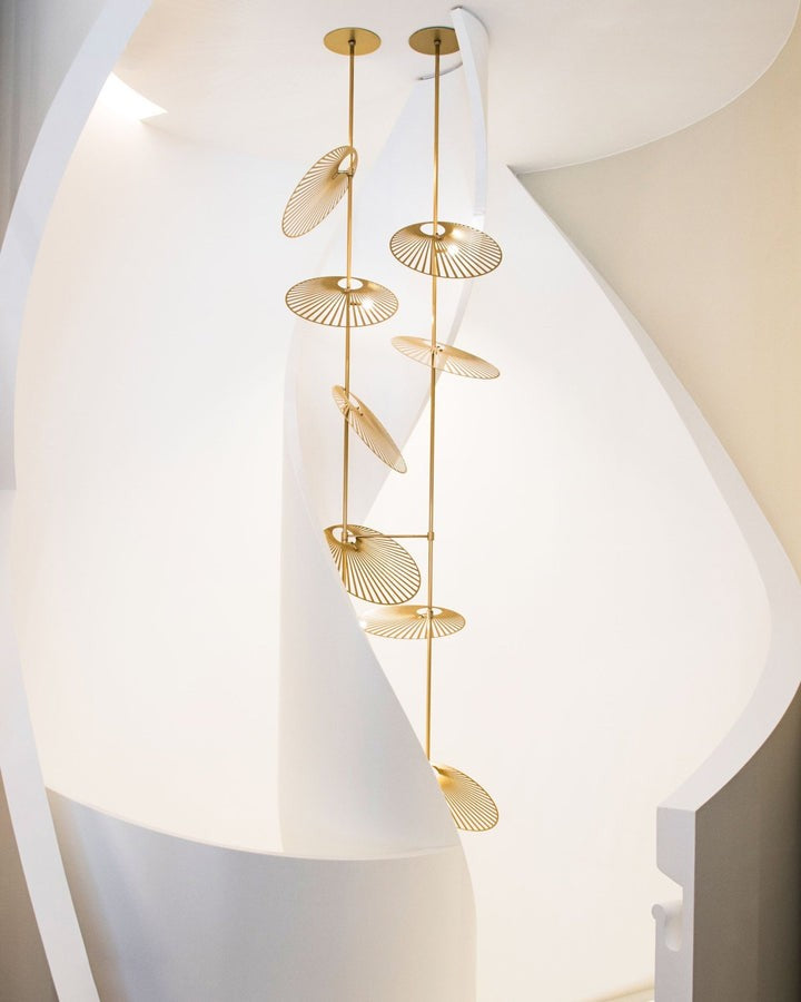 Gold Cattail Leaf LED Chandelier – Anodized Aluminum Ceiling Light