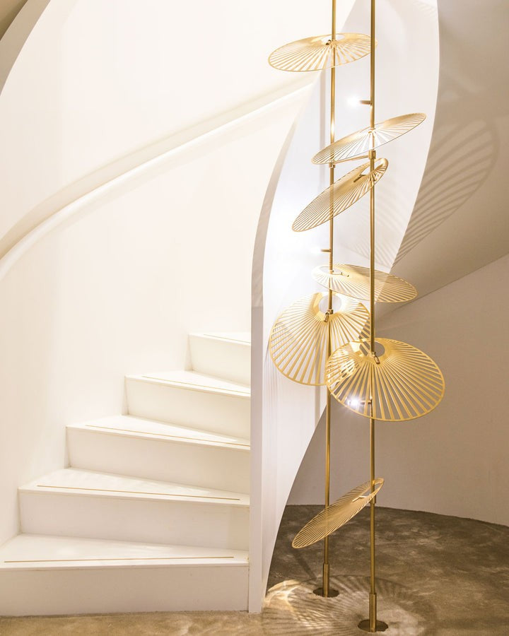 Gold Cattail Leaf LED Chandelier – Anodized Aluminum Ceiling Light