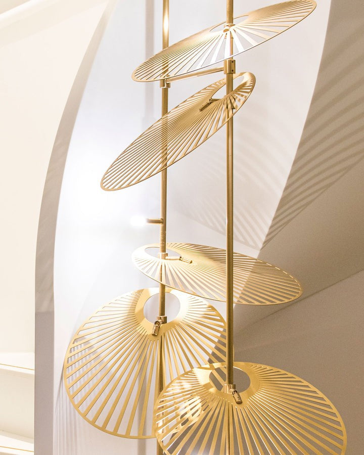 Gold Cattail Leaf LED Chandelier – Anodized Aluminum Ceiling Light