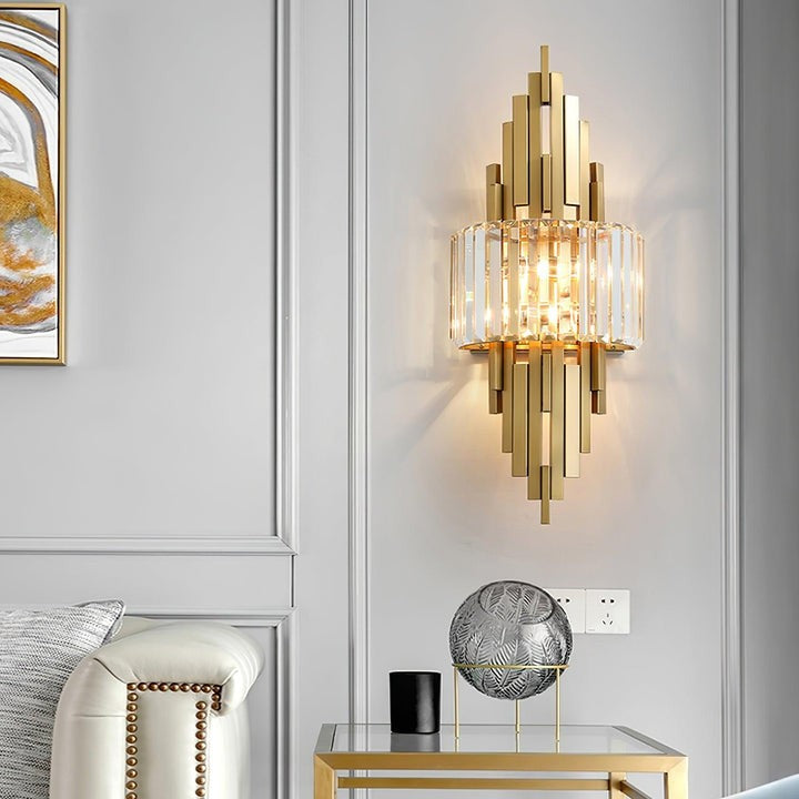 Gold Crystal LED Wall Sconce – Geometric Modern Lighting