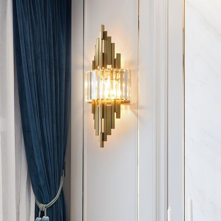 Gold Crystal LED Wall Sconce – Geometric Modern Lighting