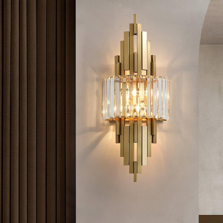 Gold Crystal LED Wall Sconce – Geometric Modern Lighting