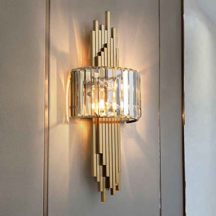 Gold Crystal LED Wall Sconce – Geometric Modern Lighting