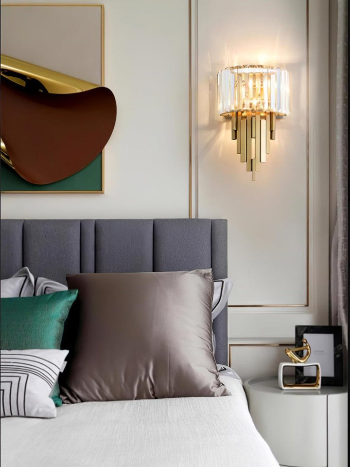 Gold Crystal LED Wall Sconce – Geometric Modern Lighting