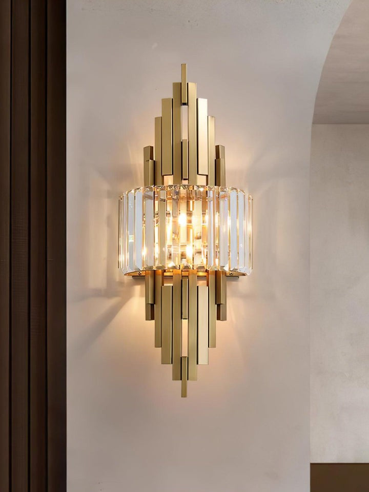 Gold Crystal LED Wall Sconce – Geometric Modern Lighting