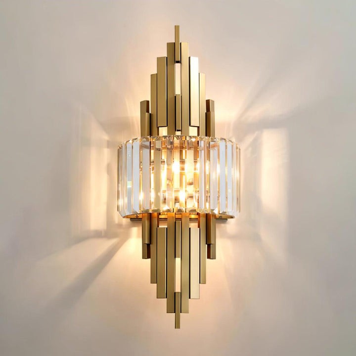 Gold Crystal LED Wall Sconce – Geometric Modern Lighting