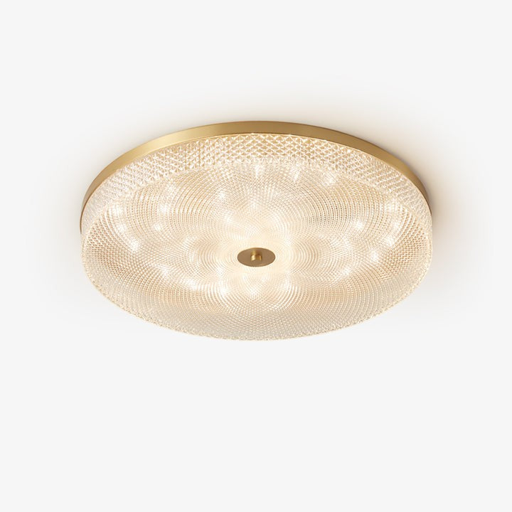 Gold-Trim Striped Glass Flush Mount Ceiling Light
