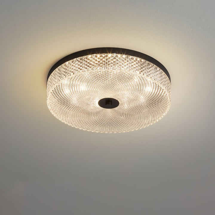 Gold-Trim Striped Glass Flush Mount Ceiling Light