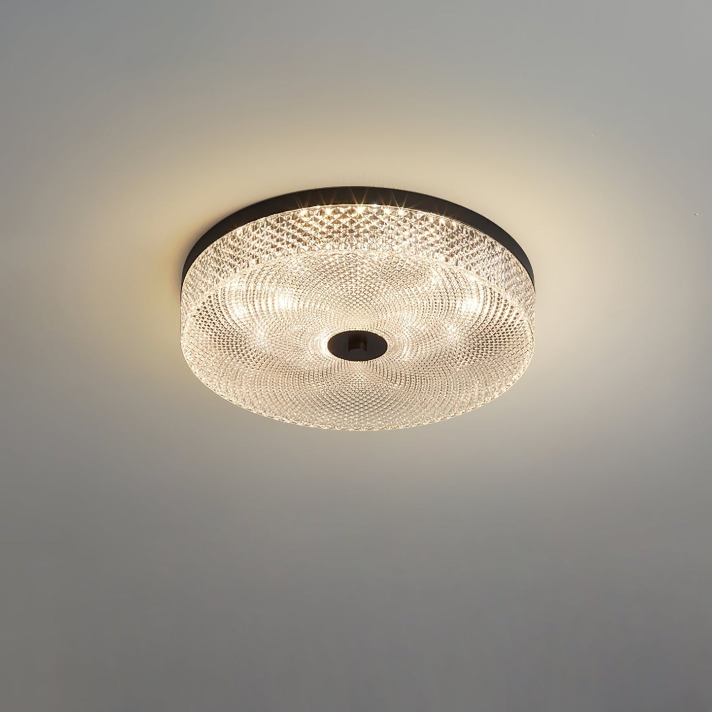 Gold-Trim Striped Glass Flush Mount Ceiling Light