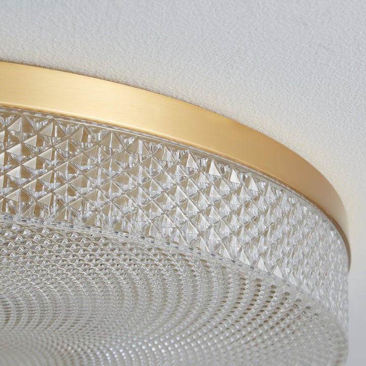 Gold-Trim Striped Glass Flush Mount Ceiling Light