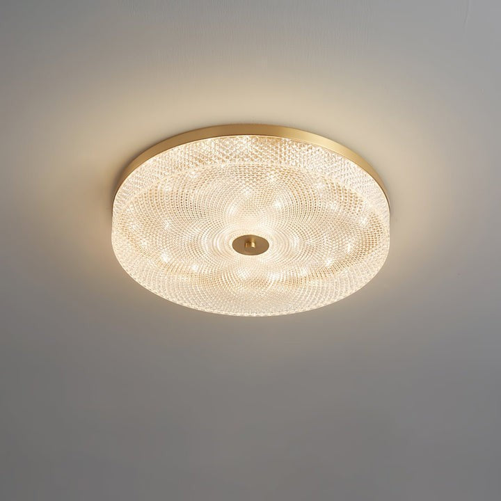 Gold-Trim Striped Glass Flush Mount Ceiling Light