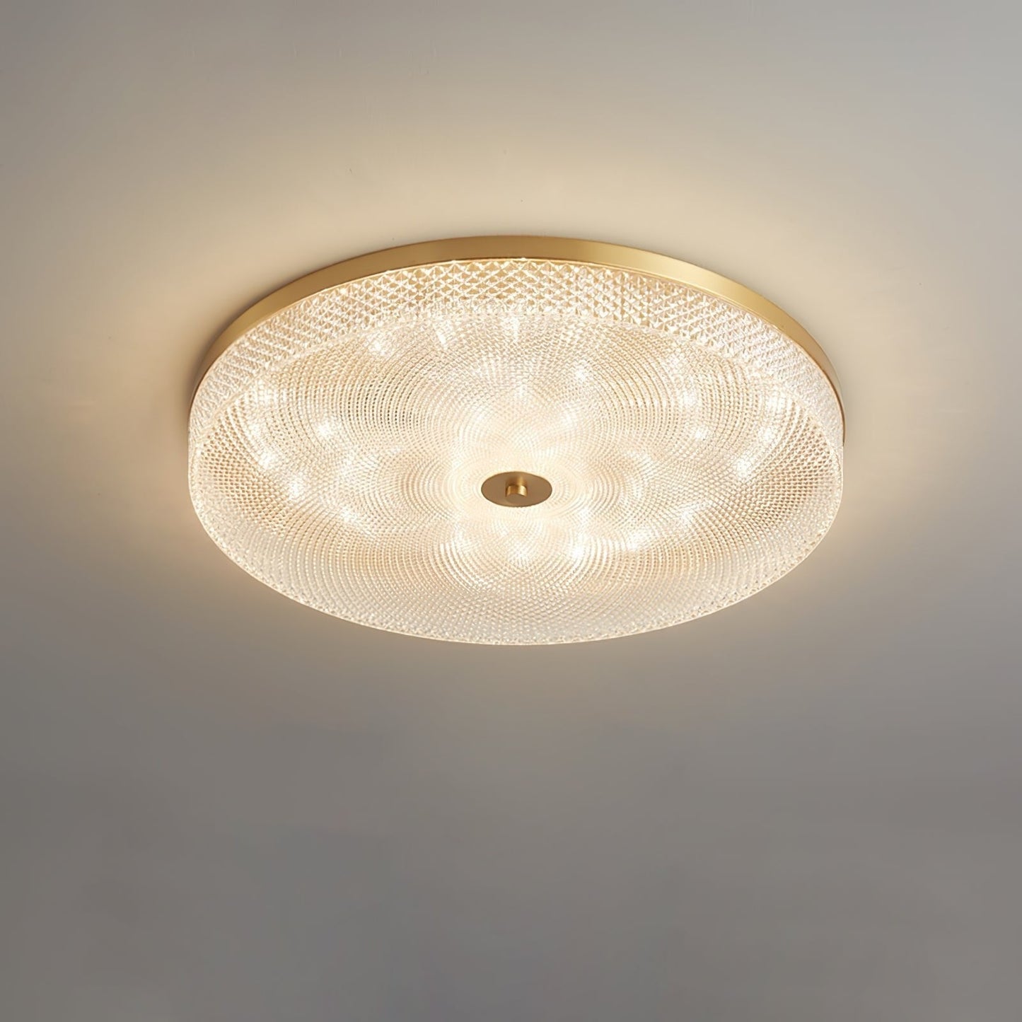 Gold-Trim Striped Glass Flush Mount Ceiling Light