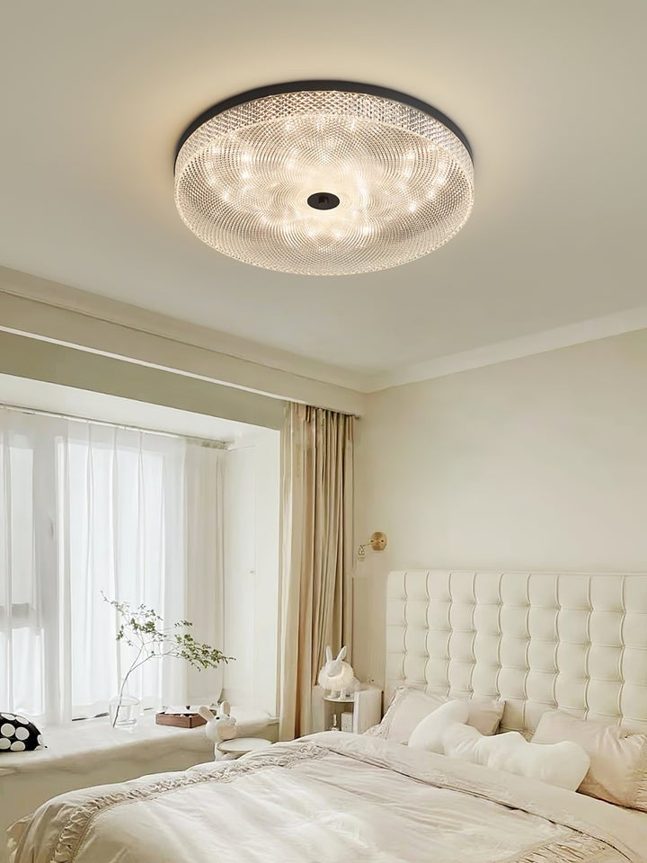 Gold-Trim Striped Glass Flush Mount Ceiling Light