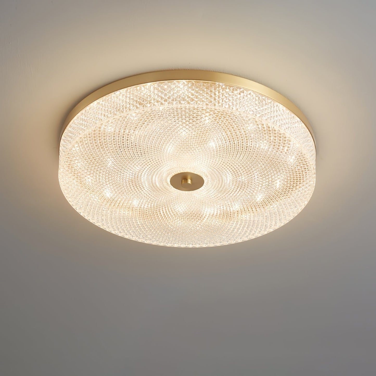 Gold-Trim Striped Glass Flush Mount Ceiling Light