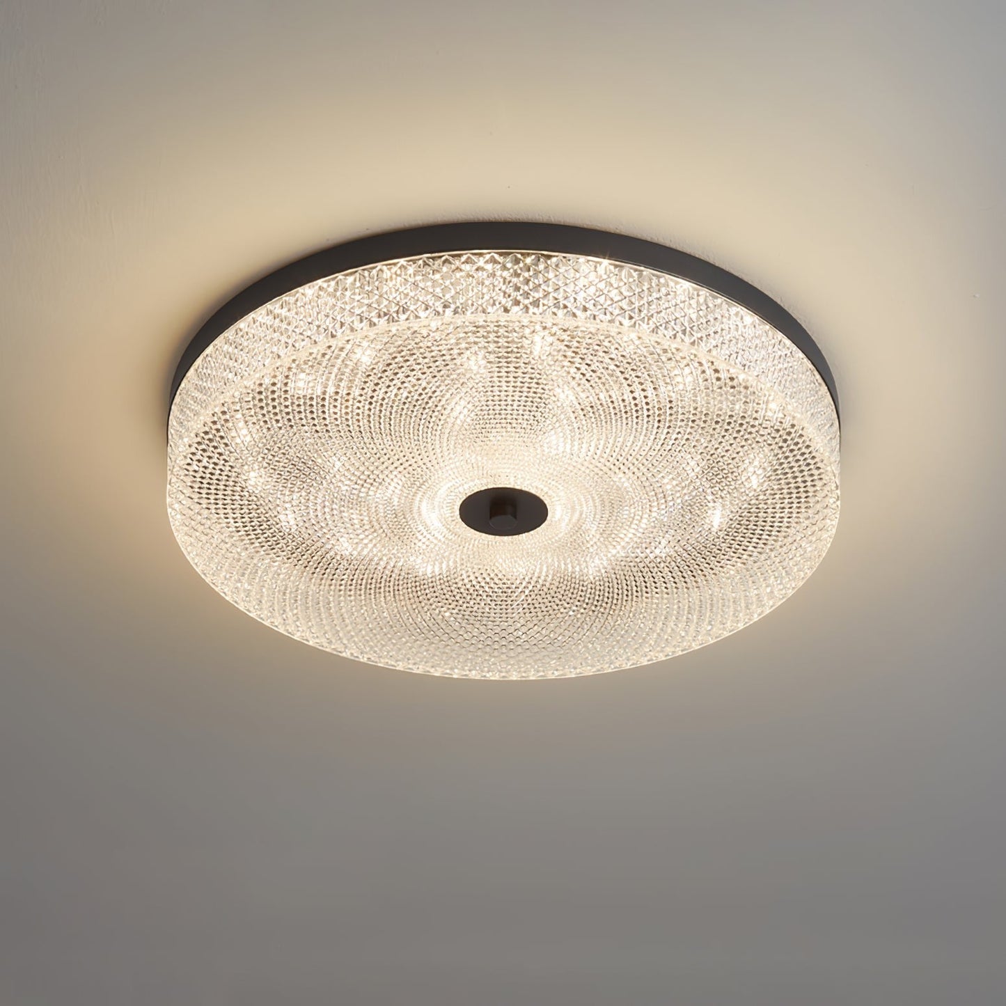 Gold-Trim Striped Glass Flush Mount Ceiling Light
