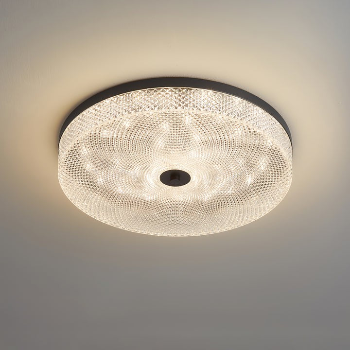 Gold-Trim Striped Glass Flush Mount Ceiling Light