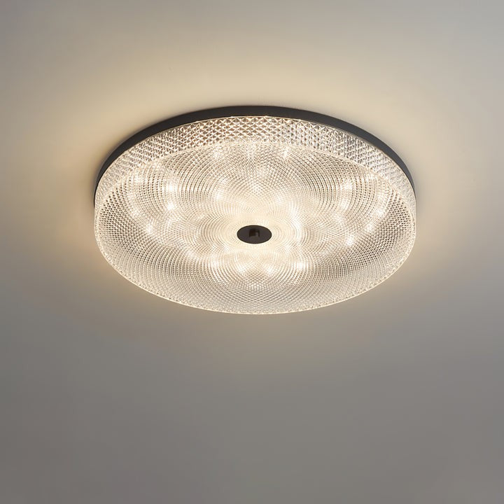 Gold-Trim Striped Glass Flush Mount Ceiling Light