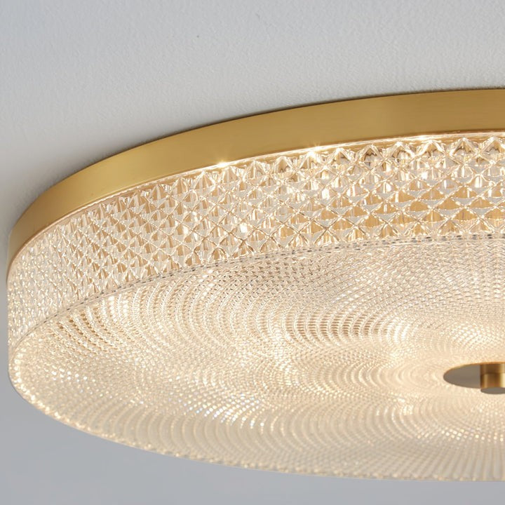 Gold-Trim Striped Glass Flush Mount Ceiling Light