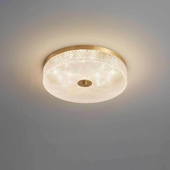 Gold-Trim Striped Glass Flush Mount Ceiling Light
