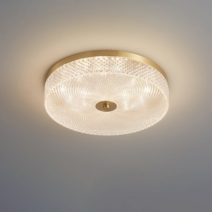 Gold-Trim Striped Glass Flush Mount Ceiling Light