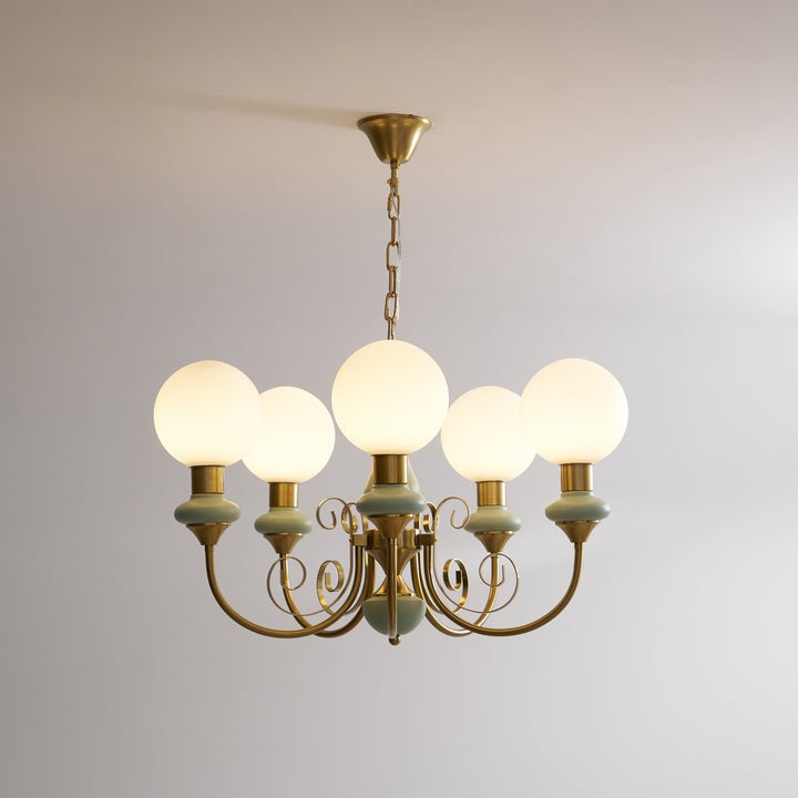 Green Onyx-Style Multi-Light Ceiling Chandelier