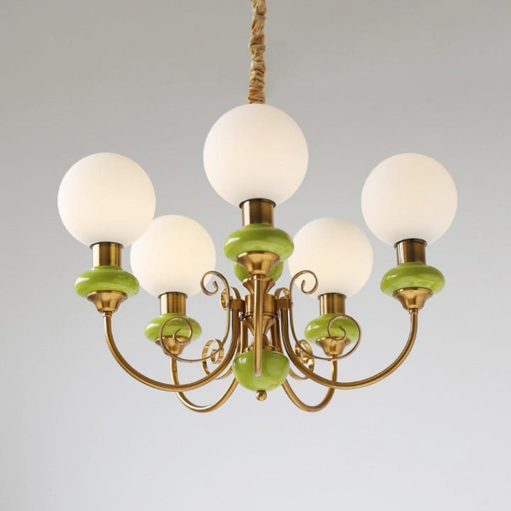 Green Onyx-Style Multi-Light Ceiling Chandelier