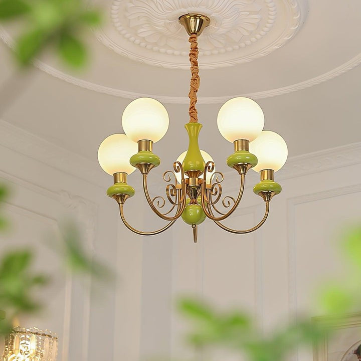 Green Onyx-Style Multi-Light Ceiling Chandelier