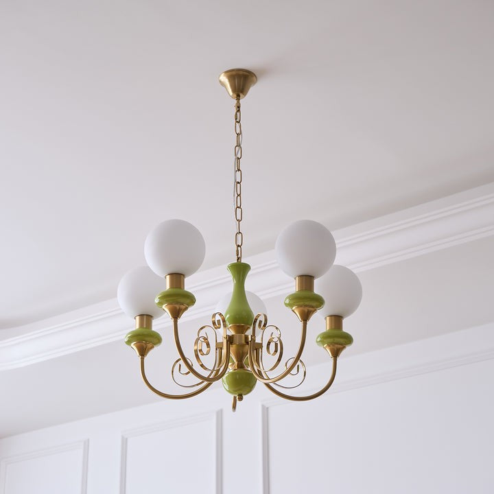 Green Onyx-Style Multi-Light Ceiling Chandelier