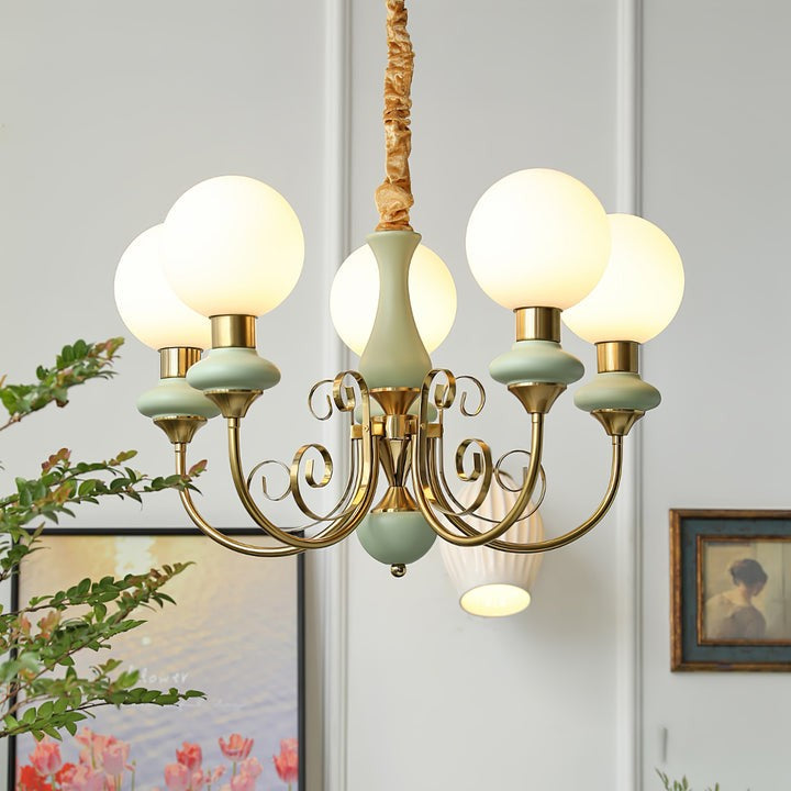 Green Onyx-Style Multi-Light Ceiling Chandelier