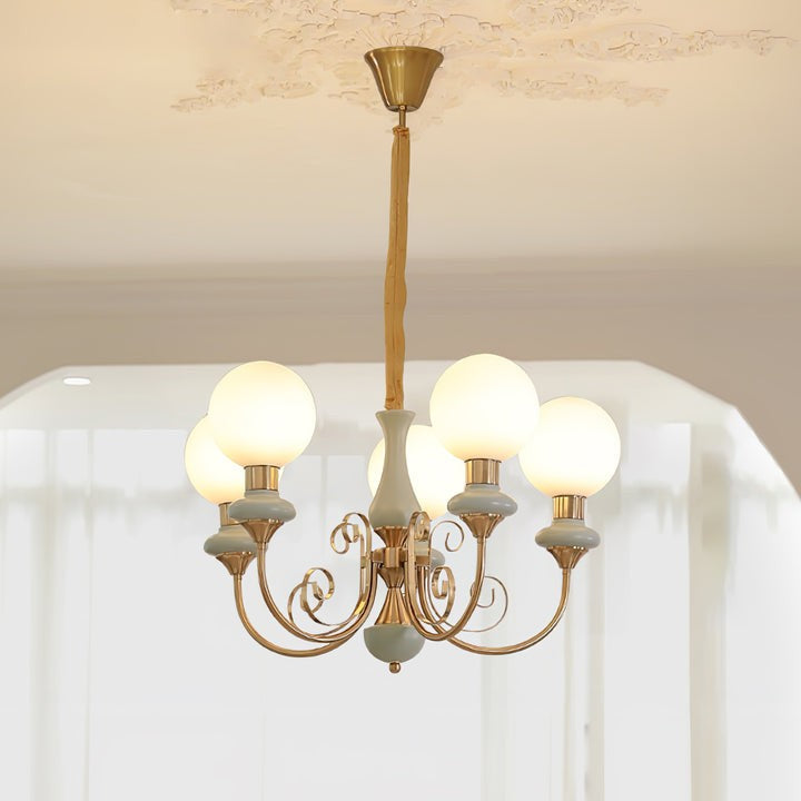 Green Onyx-Style Multi-Light Ceiling Chandelier