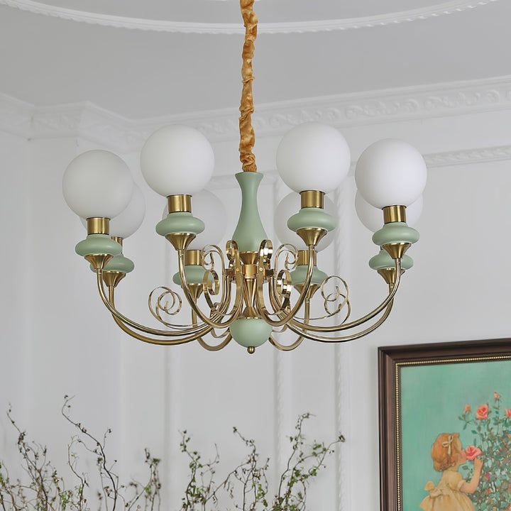 Green Onyx-Style Multi-Light Ceiling Chandelier