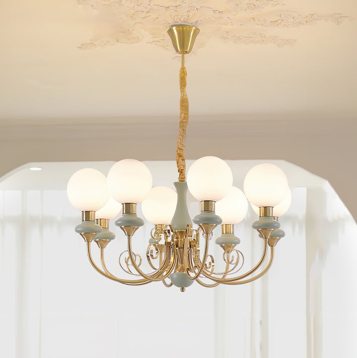 Green Onyx-Style Multi-Light Ceiling Chandelier