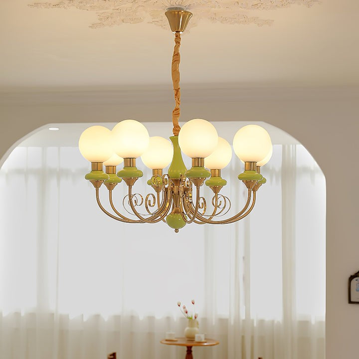 Green Onyx-Style Multi-Light Ceiling Chandelier