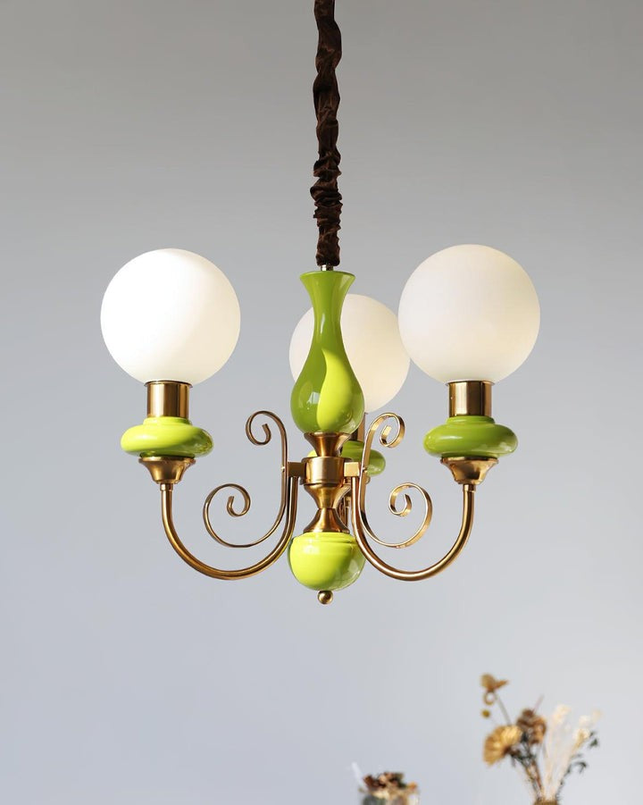 Green Onyx-Style Multi-Light Ceiling Chandelier
