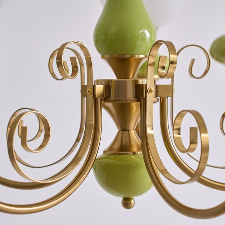 Green Onyx-Style Multi-Light Ceiling Chandelier