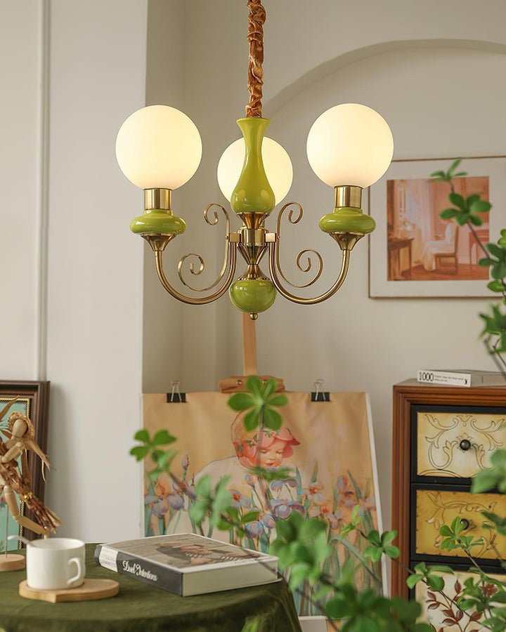 Green Onyx-Style Multi-Light Ceiling Chandelier
