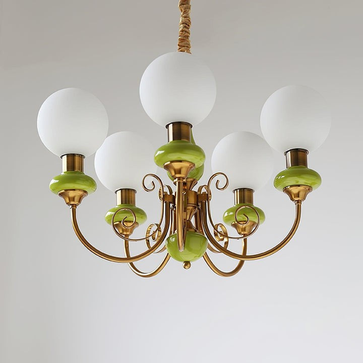 Green Onyx-Style Multi-Light Ceiling Chandelier