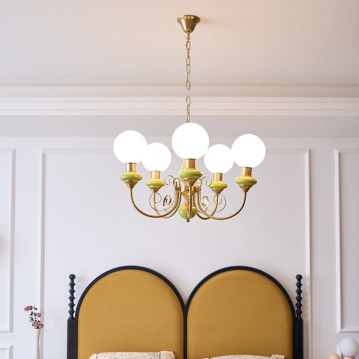 Green Onyx-Style Multi-Light Ceiling Chandelier