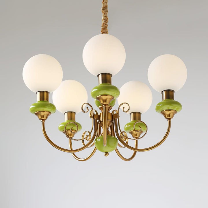Green Onyx-Style Multi-Light Ceiling Chandelier