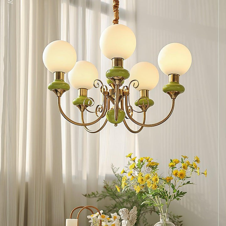 Green Onyx-Style Multi-Light Ceiling Chandelier