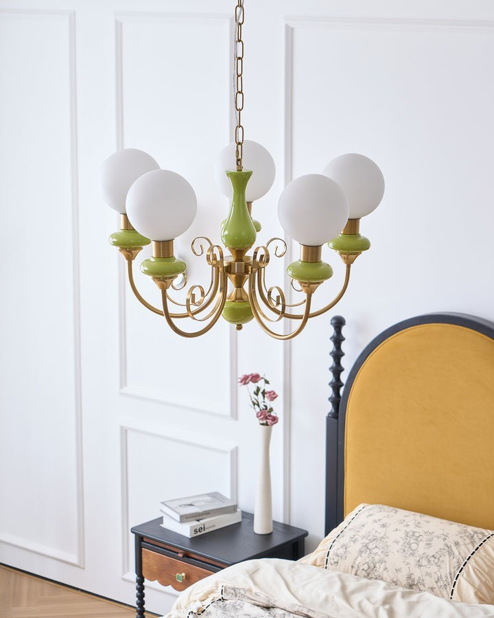 Green Onyx-Style Multi-Light Ceiling Chandelier