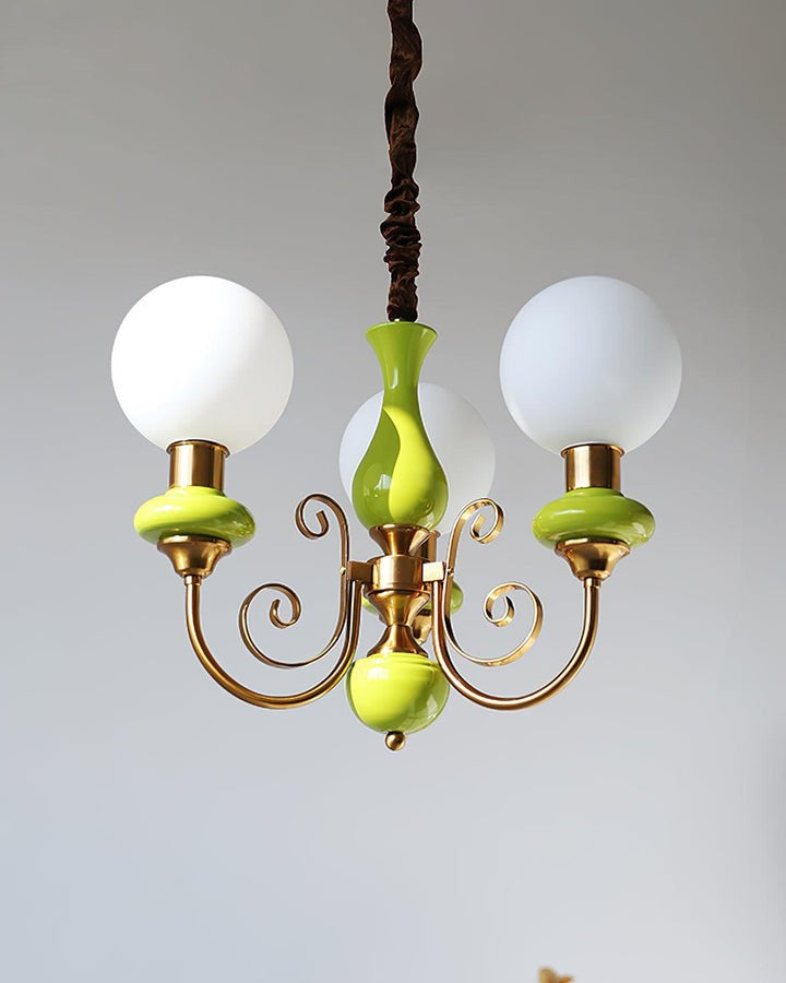 Green Onyx-Style Multi-Light Ceiling Chandelier