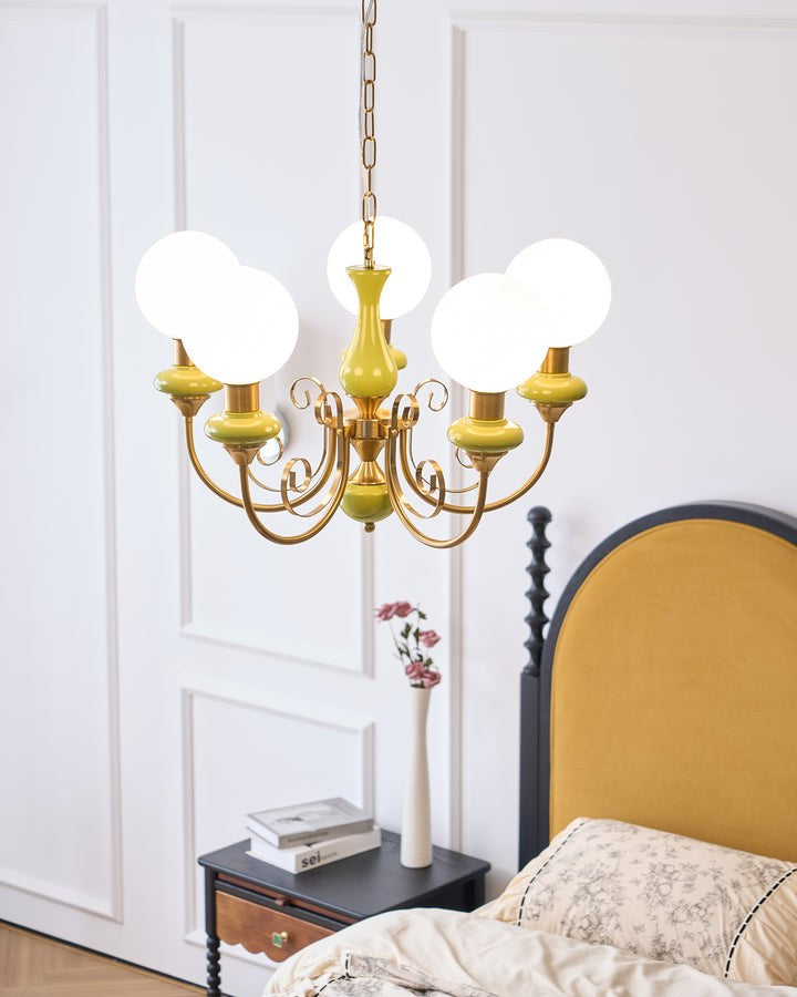 Green Onyx-Style Multi-Light Ceiling Chandelier