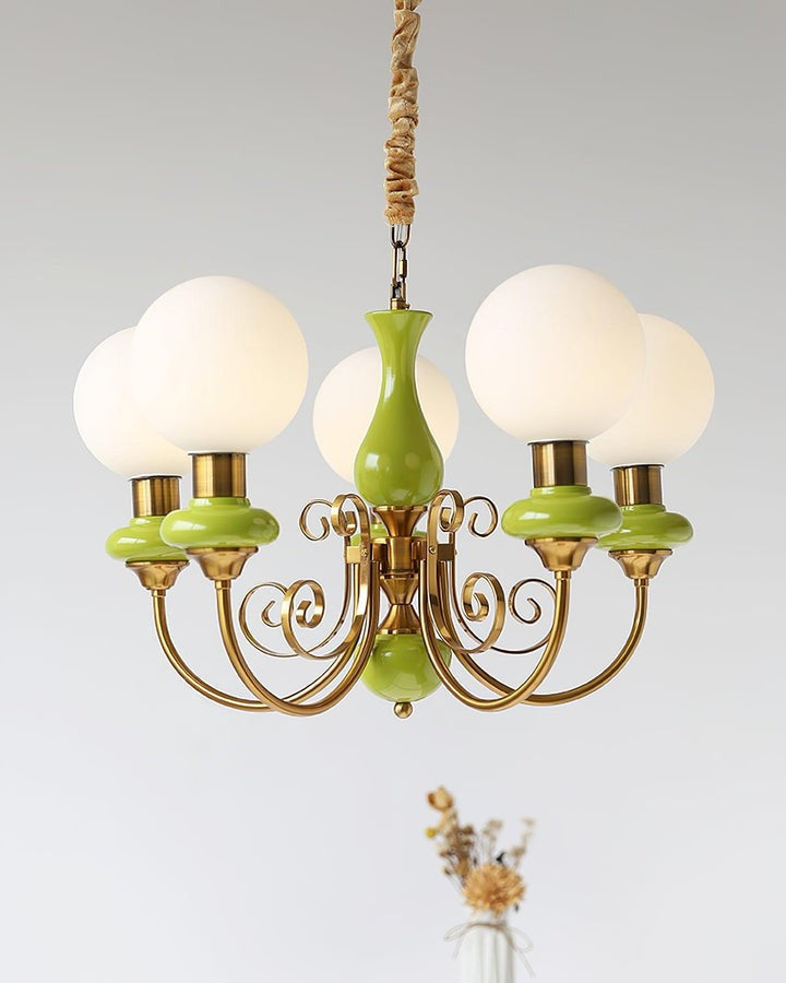 Green Onyx-Style Multi-Light Ceiling Chandelier