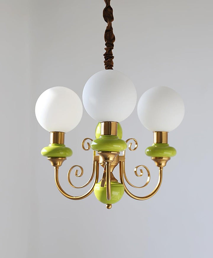 Green Onyx-Style Multi-Light Ceiling Chandelier