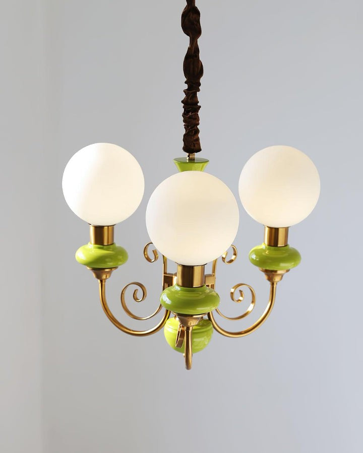Green Onyx-Style Multi-Light Ceiling Chandelier