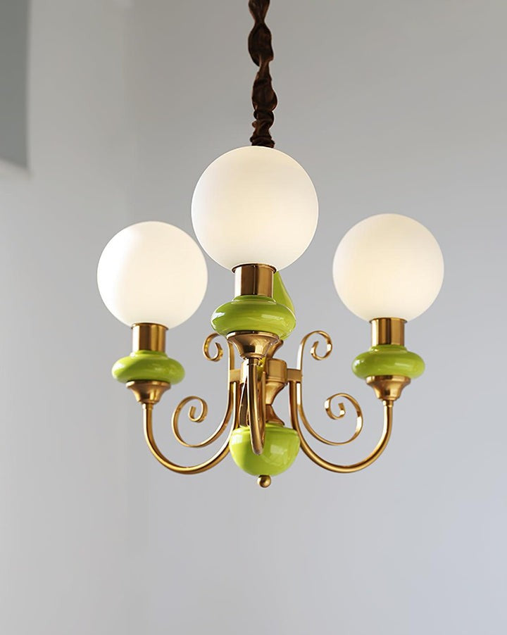 Green Onyx-Style Multi-Light Ceiling Chandelier